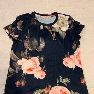 Navy and pink floral t shirt
